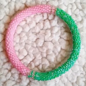 *Do Not Buy* On hold For Dawn SASHKA  PINK AND IRIDESCENT GREEN SMALL BRACELET